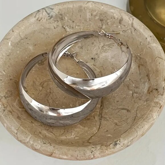 2" Solid Sterling Silver Womens Large Chunky Hoop Earrings Ladies 2 inch Hoops - Picture 1 of 6